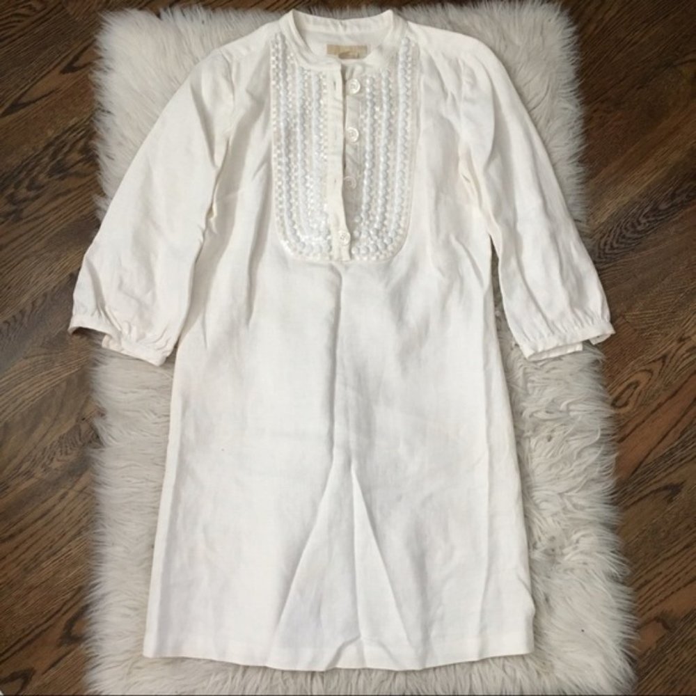 MICHAEL Michael Kors Beaded Linen Shirt Dress